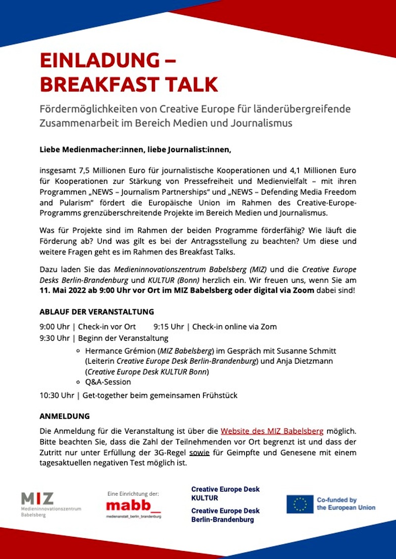 Informationsveranstaltung „Breakfast Talk“, Kleinmachnow